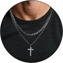 Kreuz Kette Herren Edelstahl Halskette Kubanische Anhänger Silber Gold