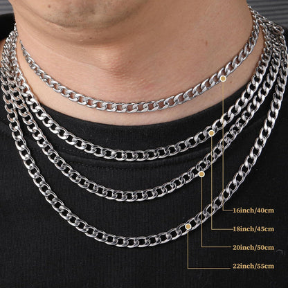 Kreuz Anhänger Halskette Herren Kubanische Kette Silber Gold Schwarz