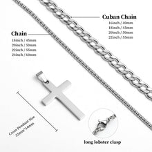 Herren Halskette 2Pcs Kreuz Anhänger Silber Kubanische Kette
