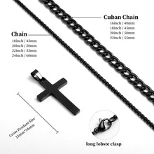Kreuz Halskette Herren Set Silber Kubanische Kette 55cm/60cm
