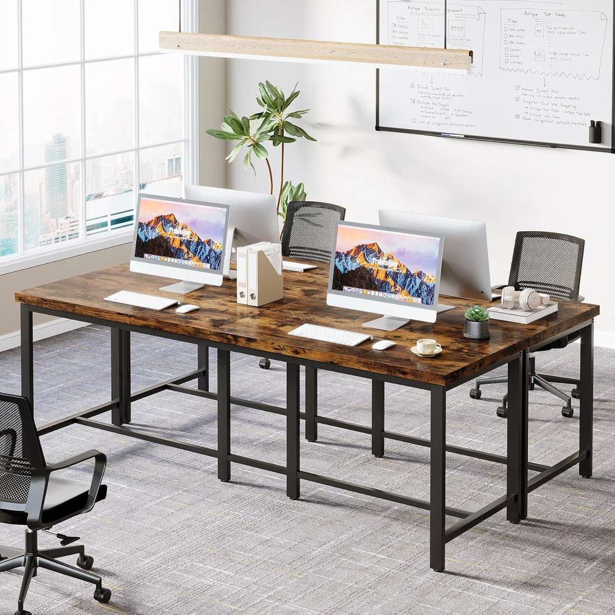 Extralanger Doppelschreibtisch 200cm – Industrie-Design für Homeoffice