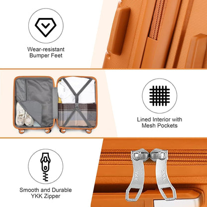 Hartschalen Koffer Trolley 55cm Erweiterbar Orange | TSA Schloss