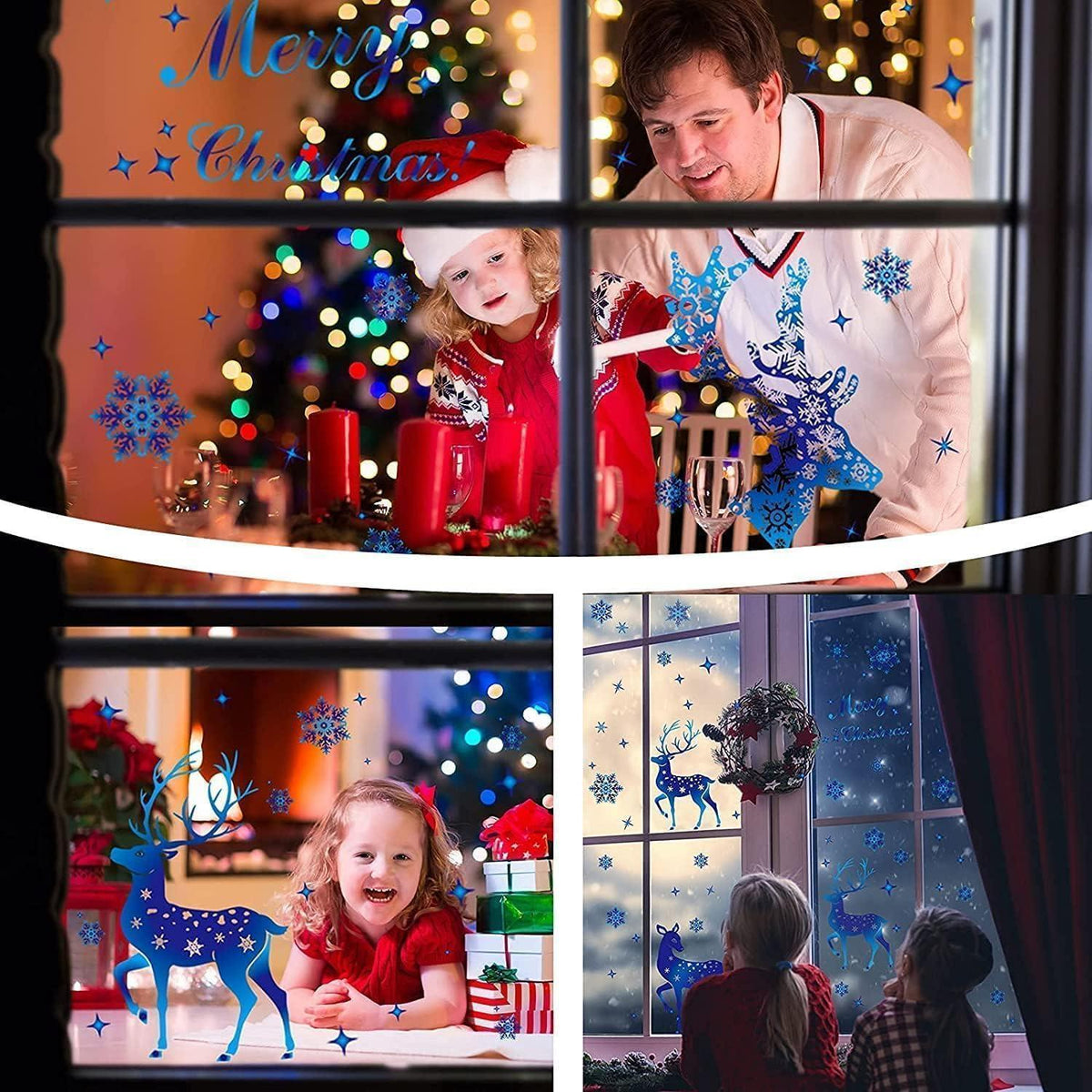 Fensterbilder Weihnachten Blauhirsch Selbstklebend PVC 6er Set