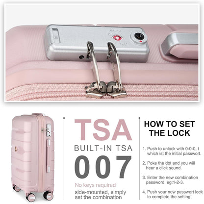 Rosa Handgepäckkoffer Trolley Erweiterbar mit TSA-Schloss 55cm