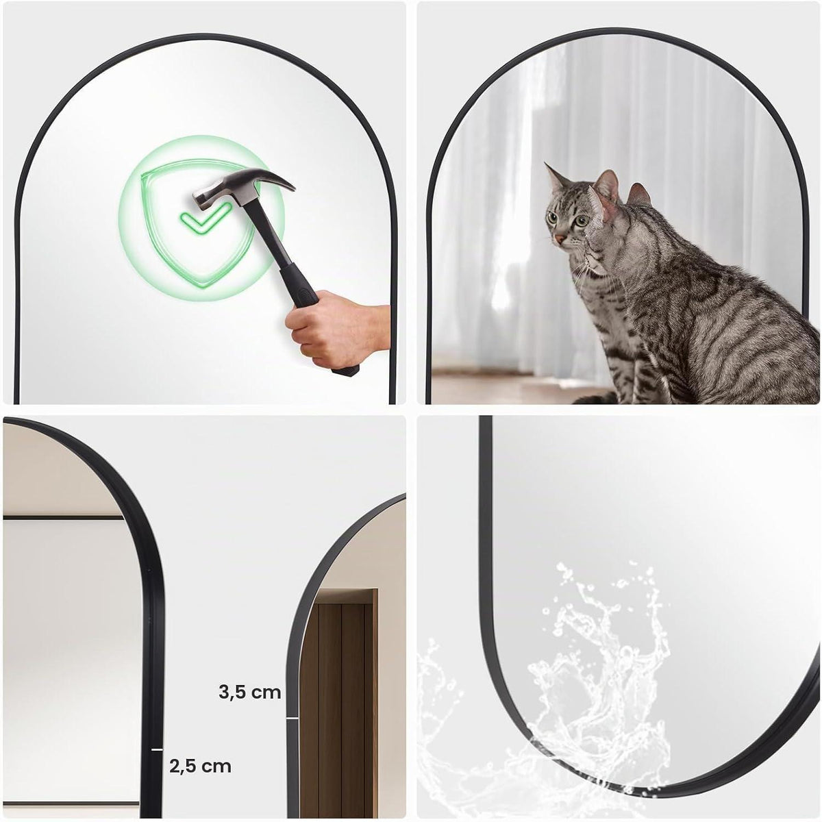 Oval Wandspiegel Schwarz 55x75cm - Modernes Badezimmer Dekor
