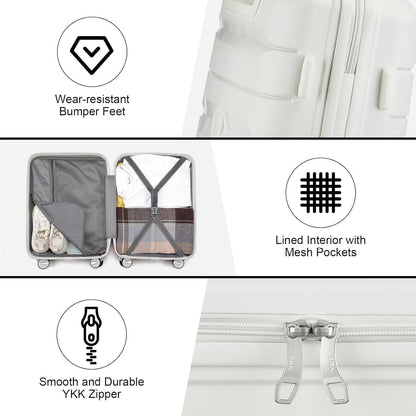 Kabinenkoffer Trolley 55cm Erweiterbar mit TSA-Schloss Weiß