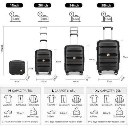 Hartschalenkoffer Set 4-teilig mit TSA Schloss & 360° Rollen