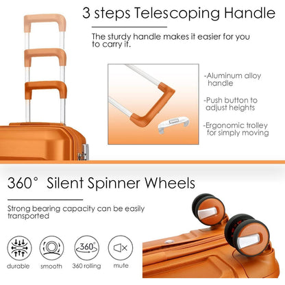 Hartschalenkoffer Set 4tlg. – Orange Reisekoffer mit TSA-Schloss