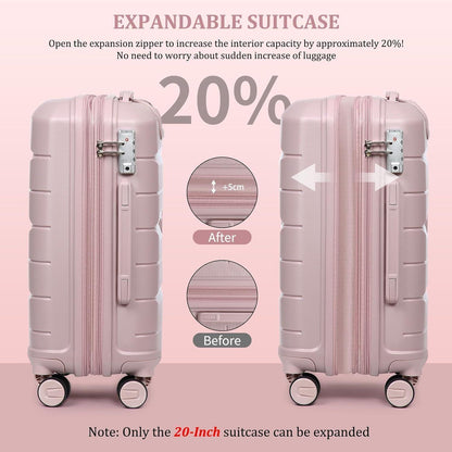 Hartschalenkoffer Set 4-teilig Rosa mit TSA Schloss & Doppelrollen