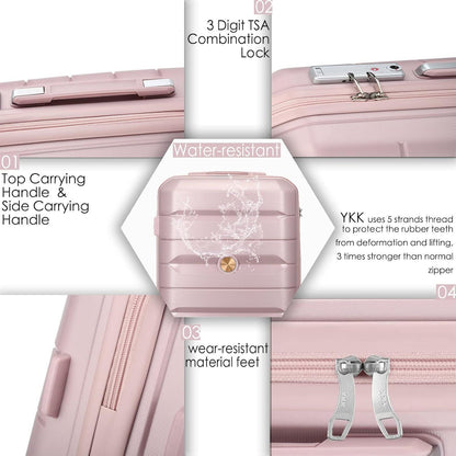 Hartschalenkoffer Set 4-teilig Rosa mit TSA Schloss & Doppelrollen