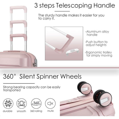 Hartschalenkoffer Set 4-teilig Rosa mit TSA Schloss & Doppelrollen