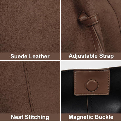 Große GSenhui Handtasche Tote Bag Kunstleder Schwarz Verstellbarer