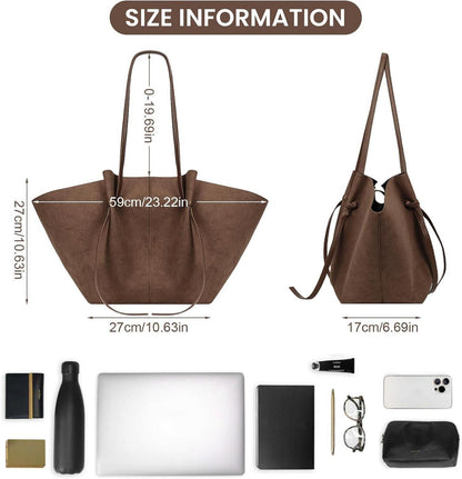 Handtasche Tote Bag Kunstleder Groß Kapazität Schultertasche Schwarz