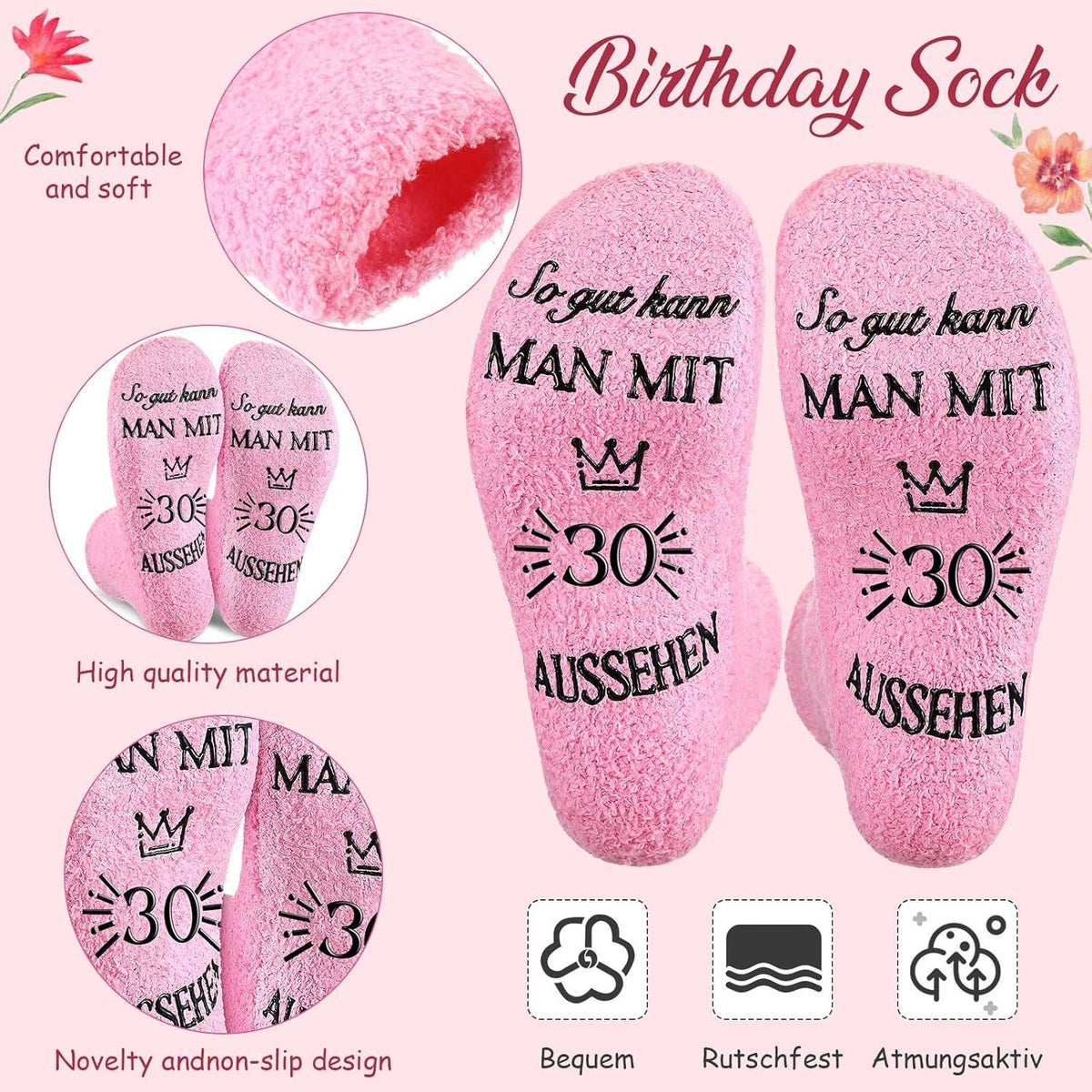 Geschenkset Frauen 30. Geburtstag Kosmetiktasche Socken Schlüsselanhänger