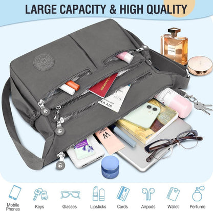 TEUEN Crossbody Bag Damen Große Kapazität Wasserdicht Nylon