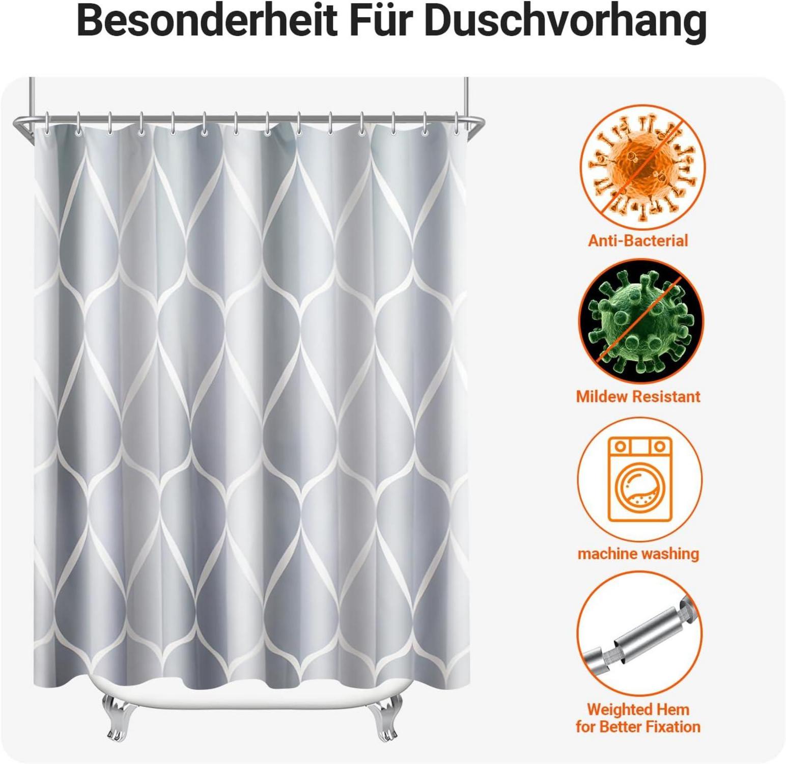 Lerores Duschvorhang Water Droplets 180x180cm Antischimmel Polyester Stoff