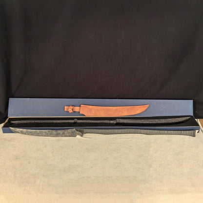 Lange Schwertmachete 52HRC Manganstahl Full Tang Lederscheide 120cm