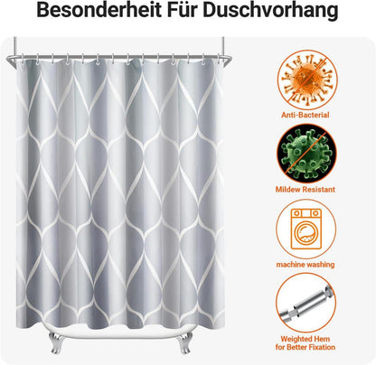 Duschvorhang Water Droplets 240x200cm, Antischimmel, Wasserabweisend, Waschbar