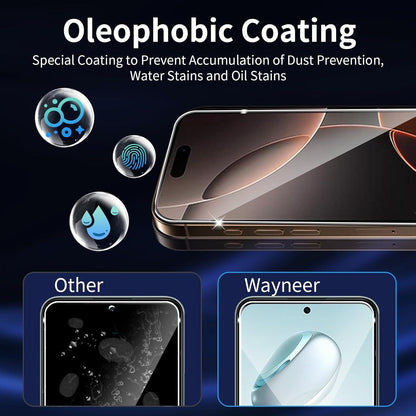 Schutzfolie für iPhone 16 Pro Max Panzerglas Rahmen Positionierhilfe 9H Härte 3 Stück anti-Kratzen Kameraschutz HD Folie