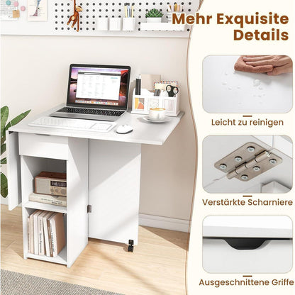 Klapptisch weiß – Mobiler Esstisch mit Stauraum