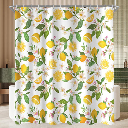 Duschvorhang Zitronenblätter 180x200cm Antischimmel Wasserdicht
