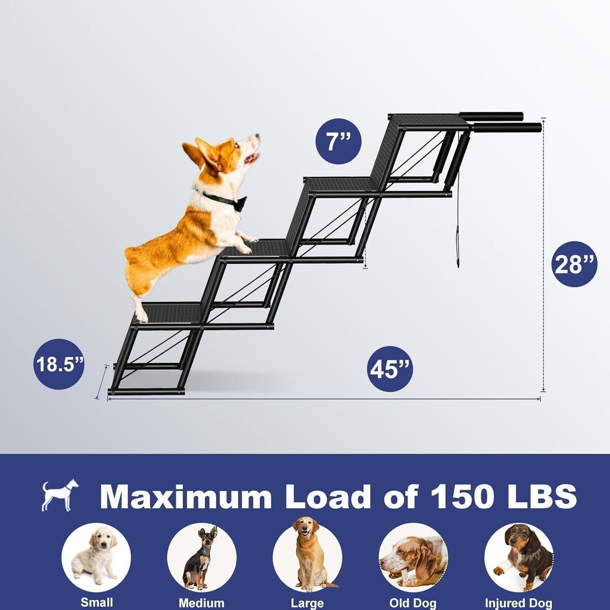 Hundetreppe Klappbar – Sicherer Einstieg Auto & SUV (80kg)