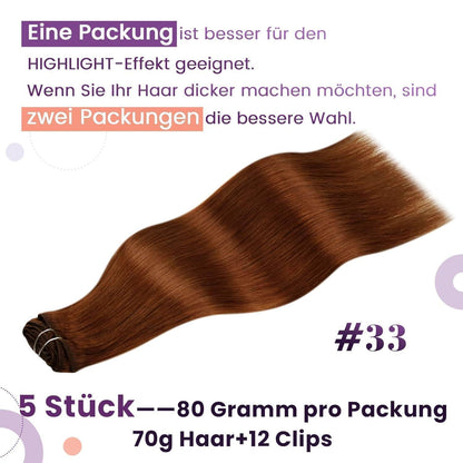 Rote Echthaar Clip-in Extensions 55cm - Salon Qualität