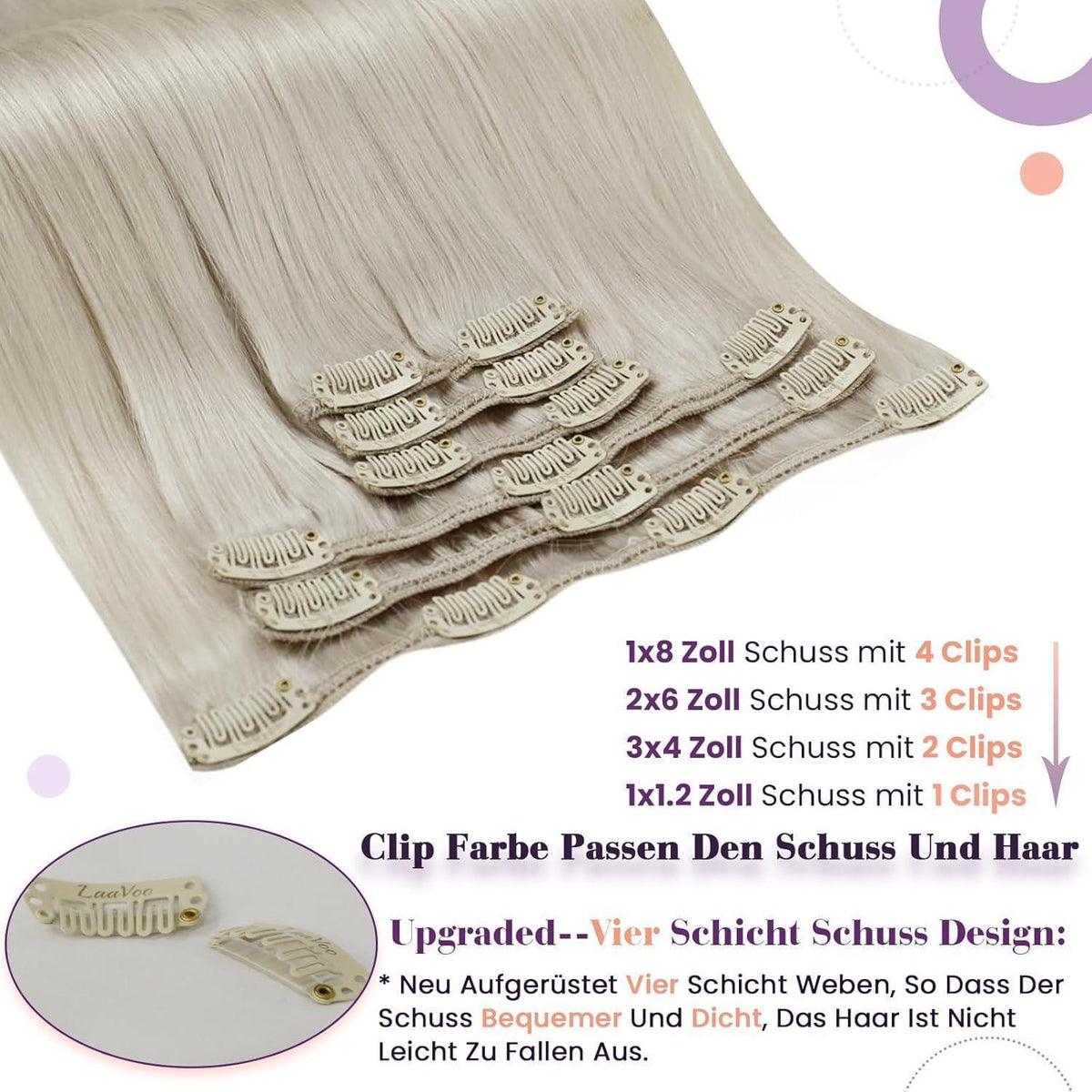 Echthaar Clip-Ins Blond 50cm – Volumenset