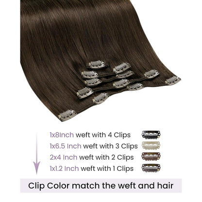 Echthaar Clip Extensions Braun 55cm – Remy Haarverlängerung
