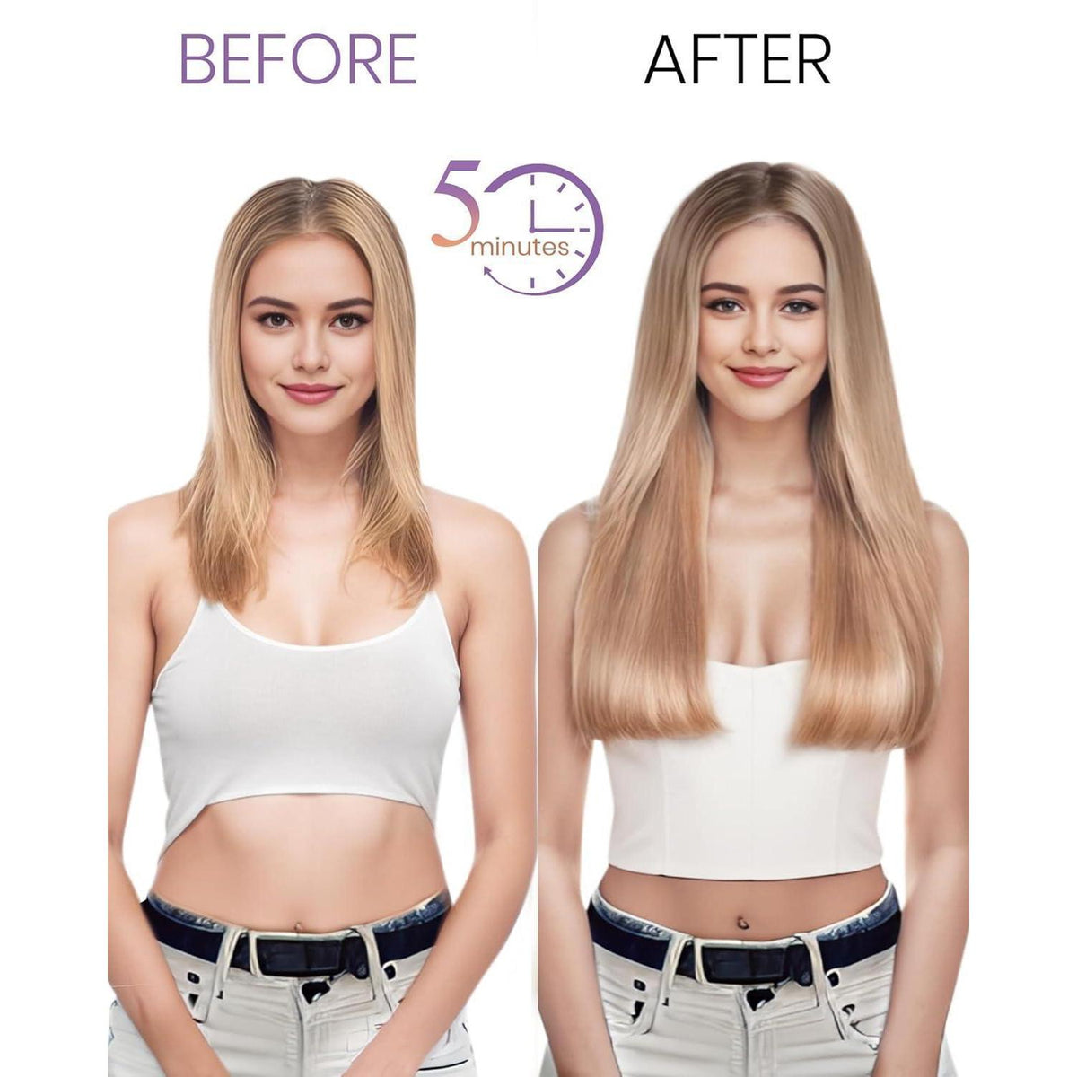 Echthaar Clip Extensions Braun 55cm – Remy Haarverlängerung