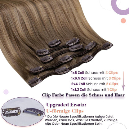Echthaar Haarverlängerung Hellbraun Balayage 45cm