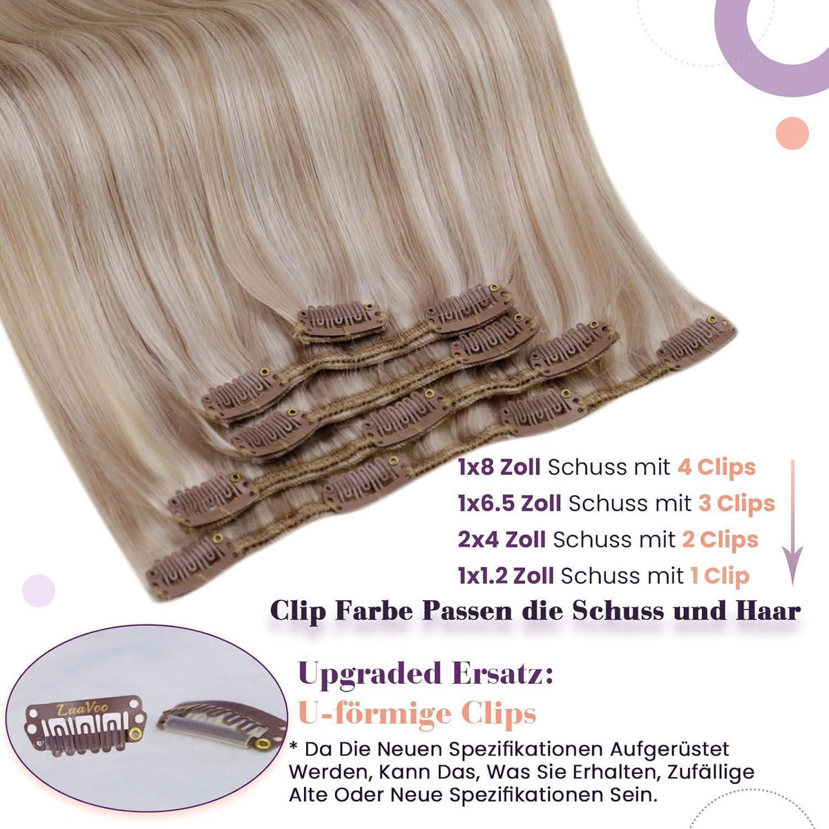 Blond Remy Haarverlängerung Clip-In Echthaar 50cm Aschblond