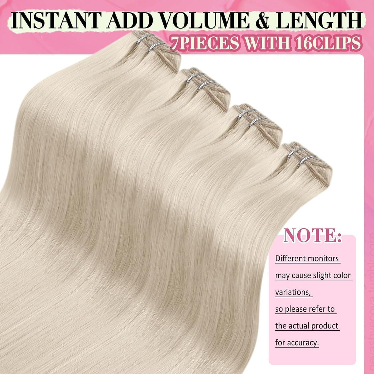 Echthaar Clip-in Extensions Platinblond 45cm