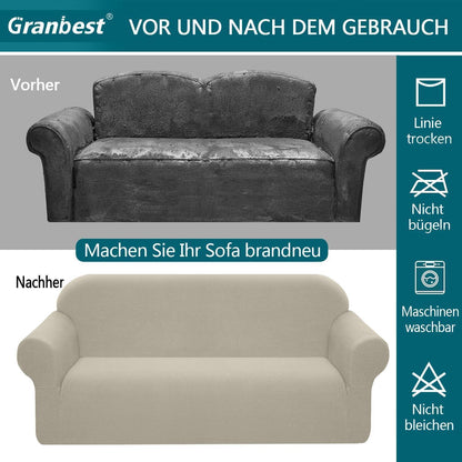 Stretch Sofabezug 2 Sitzer Sand – Wasserdicht & Elastisch