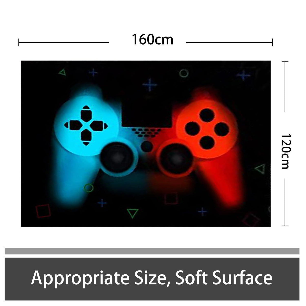 Gamer Teppich 120x160 cm - Rutschfest & Waschbar für Gaming Bereich