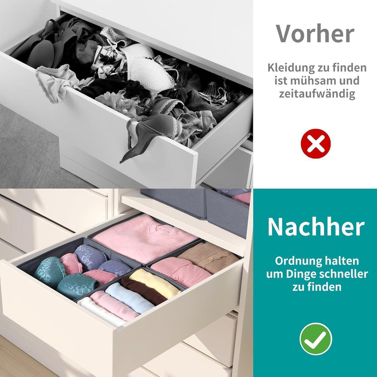 Schubladen Organizer 4er Set für PAX Schrank 50x58 cm