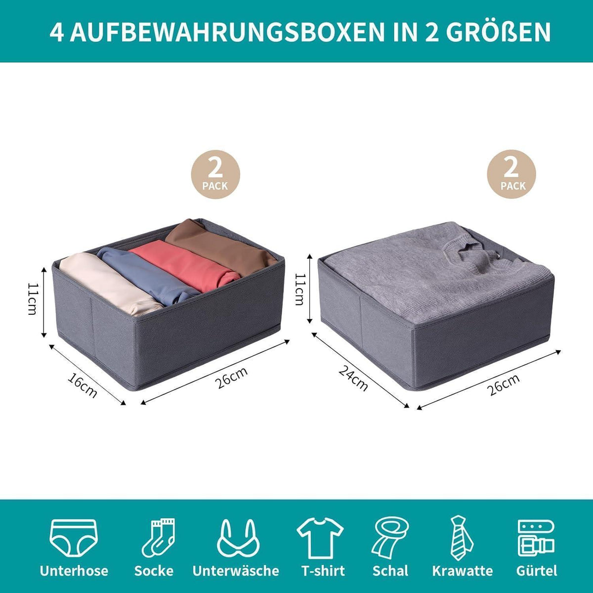 Schubladen Organizer 4er Set für PAX Schrank 50x58 cm