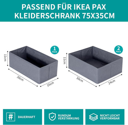 ORLISA Schubladen Organizer für PAX Kleiderschrank 75x35cm 3er-Set Grau