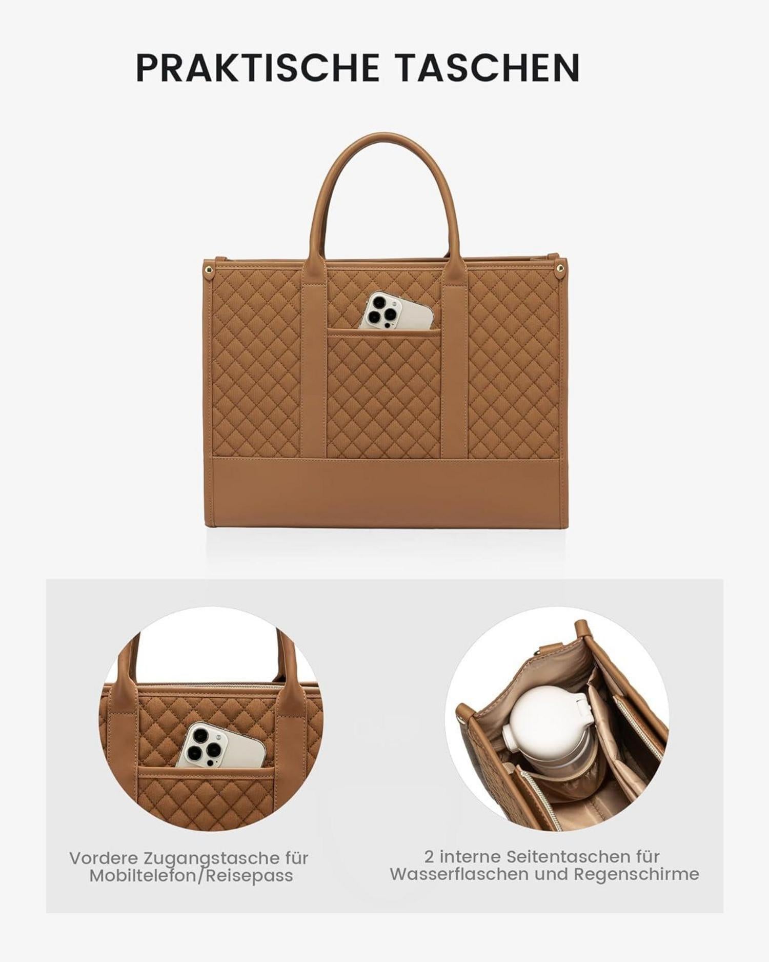 Damen Laptoptasche 15,6 Zoll Wasserdicht Handtasche Groß Schultasche Uni Büro