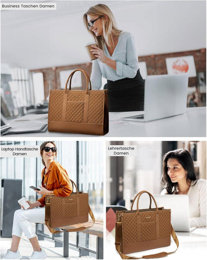 Laptoptasche Damen 15,6 Zoll Wasserdicht Handtasche Groß Aktentasche