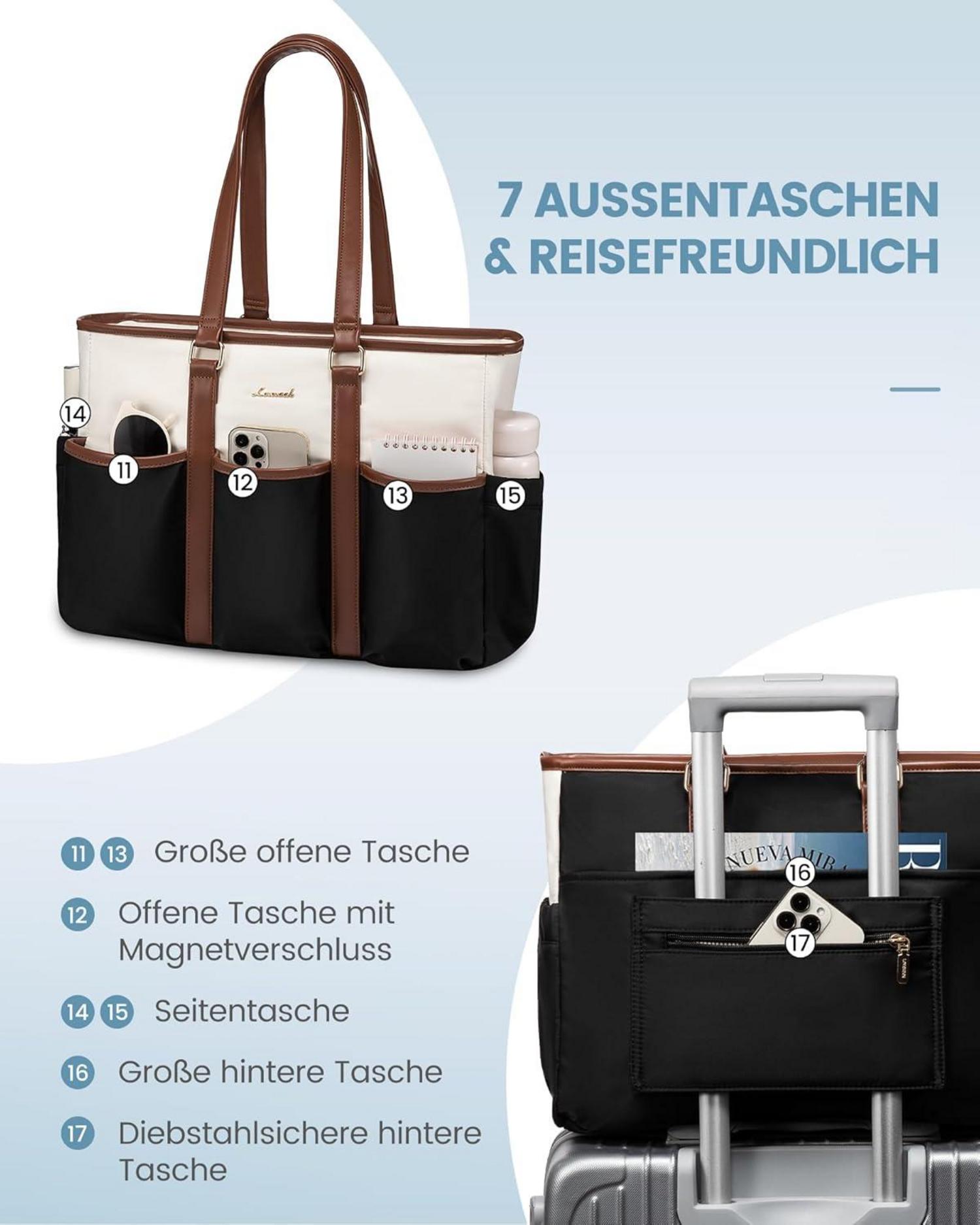Große Laptoptasche 15,6 Zoll wasserdichte Damen Handtasche