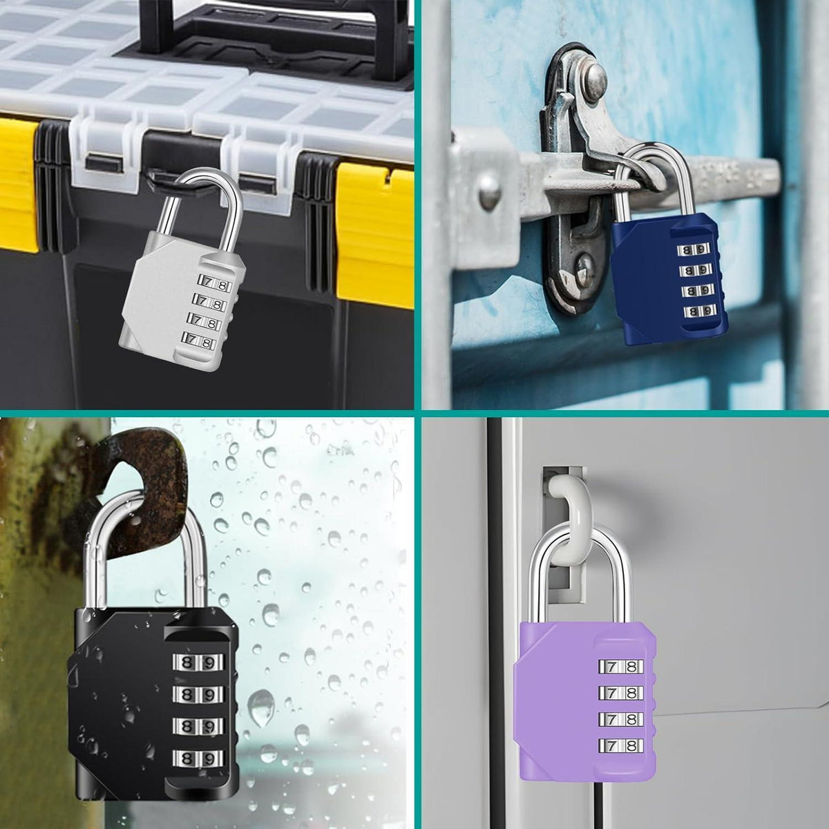 ZHEGE Zahlenschloss 4-stellig, wetterfest, violett