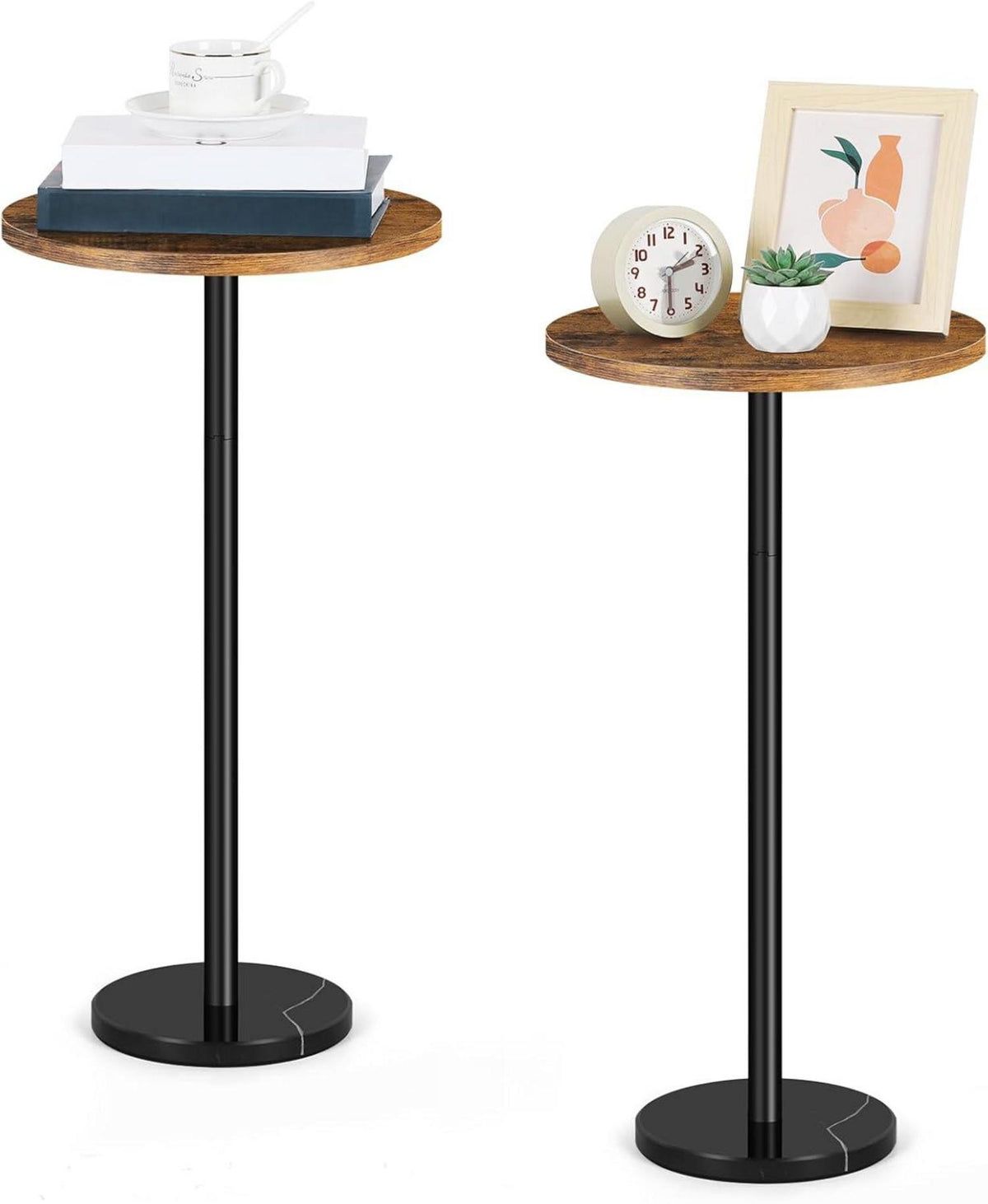Retro Brauner Marmor Beistelltisch Wohnzimmer Schlafzimmer 32CM