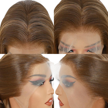 Lange gerade Perücke hellbraun 13x6 Lace Front Perücke