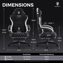 Ergonomischer Gaming Stuhl mit Massage & Fußstütze, Schwarz