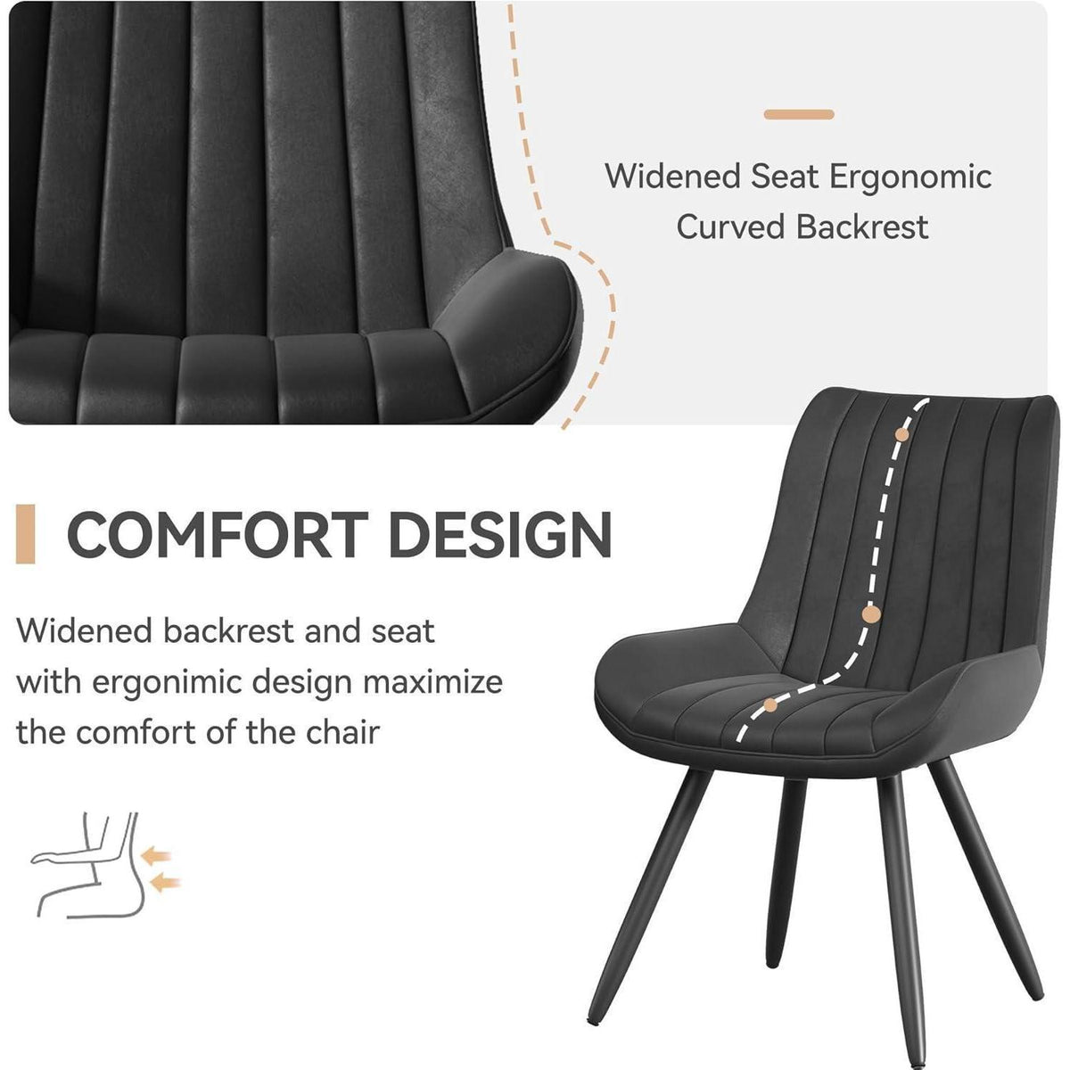 Esszimmerstühle 4er Set | Polsterstühle mit Sitzkissen Schwarz