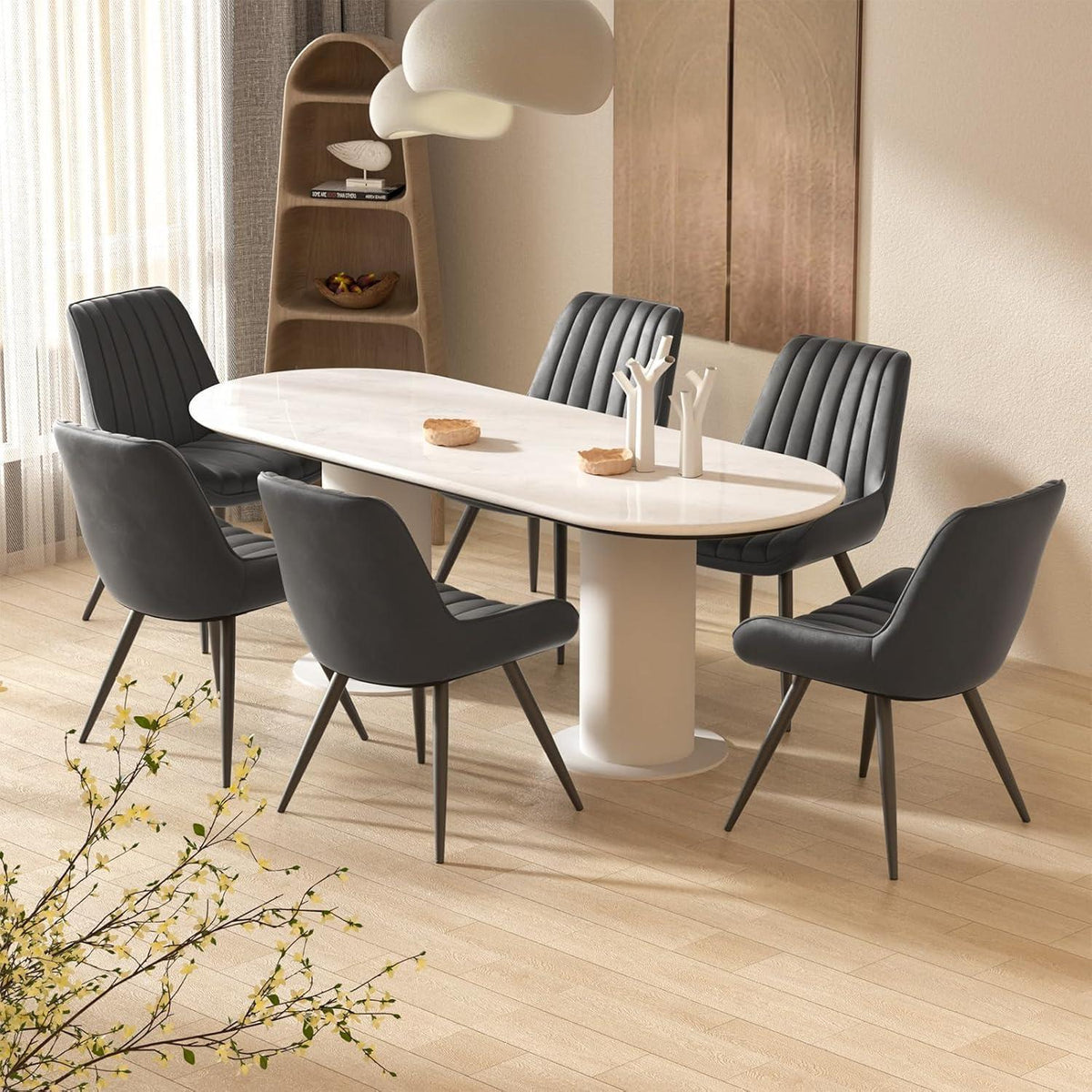 Esszimmerstühle 4er Set | Polsterstühle mit Sitzkissen Schwarz