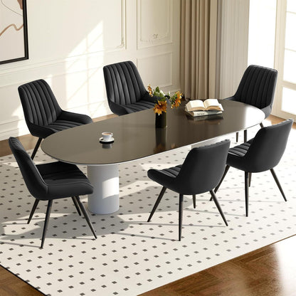 Esszimmerstühle 6er Set | Polsterstühle Schwarz mit Sitzkissen