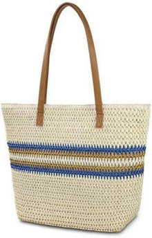 Strohtasche Damen Sommer Strand Umhängetasche Reißverschluss