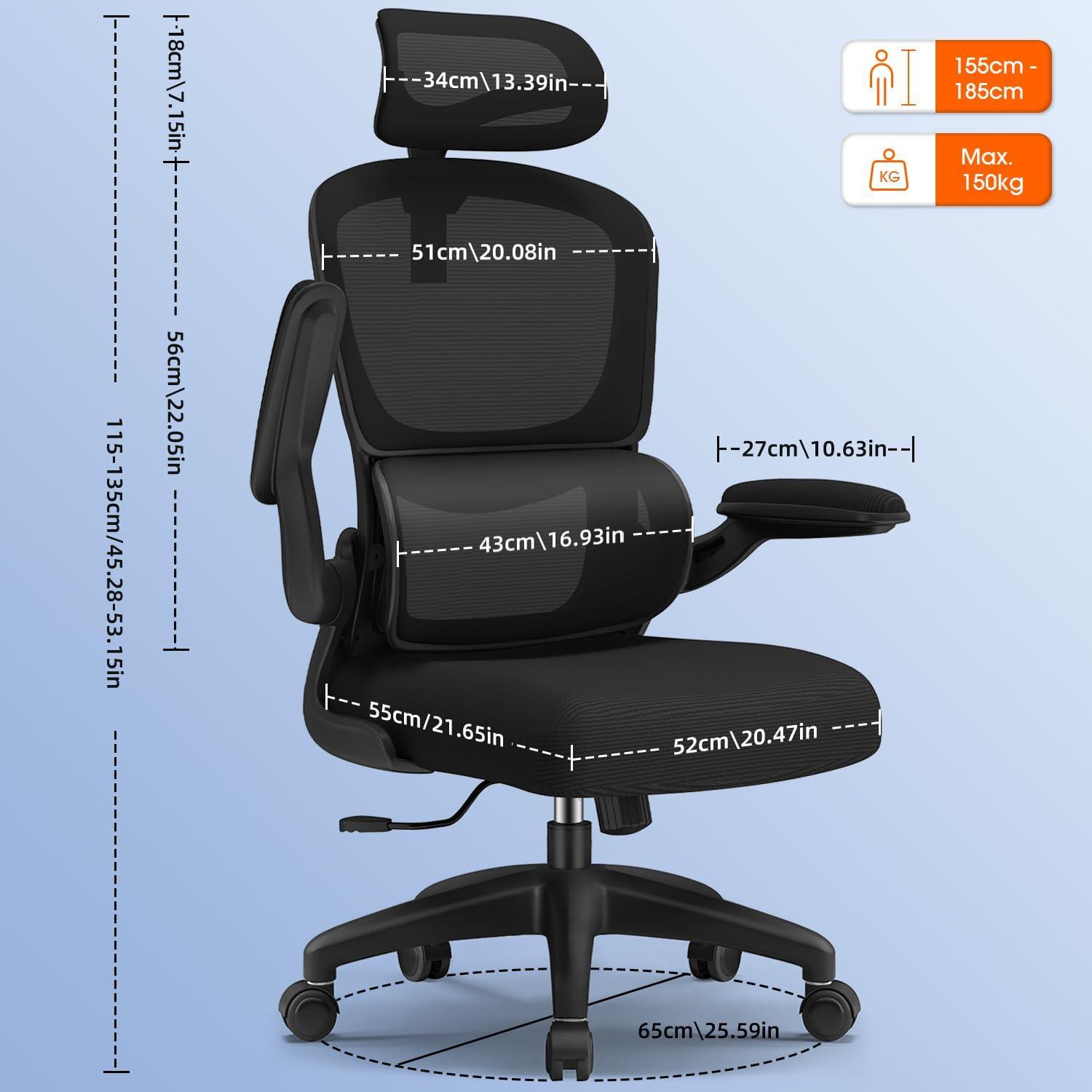 Ergonomischer Bürostuhl mit verstellbarer Kopfstütze und